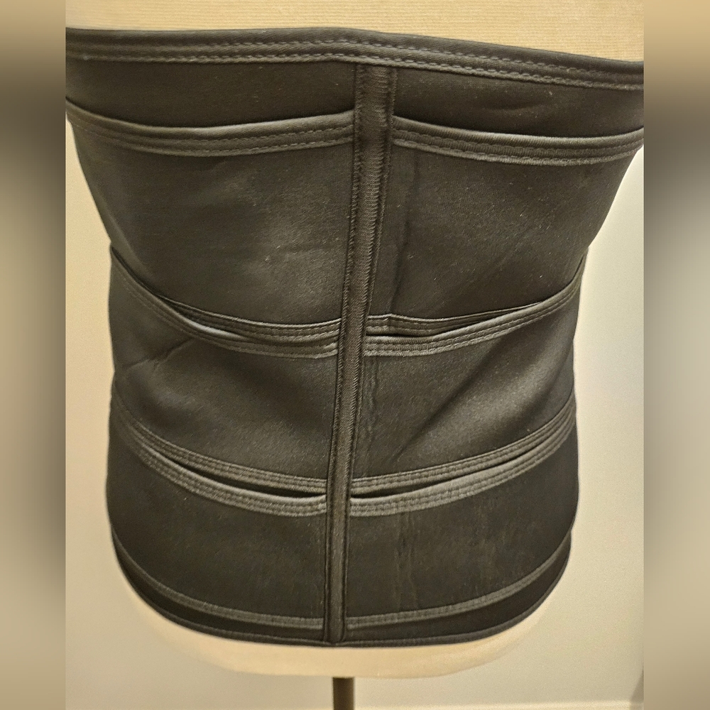 Waist Trainer & Back Support Adjustable Band Black Size M #W-337